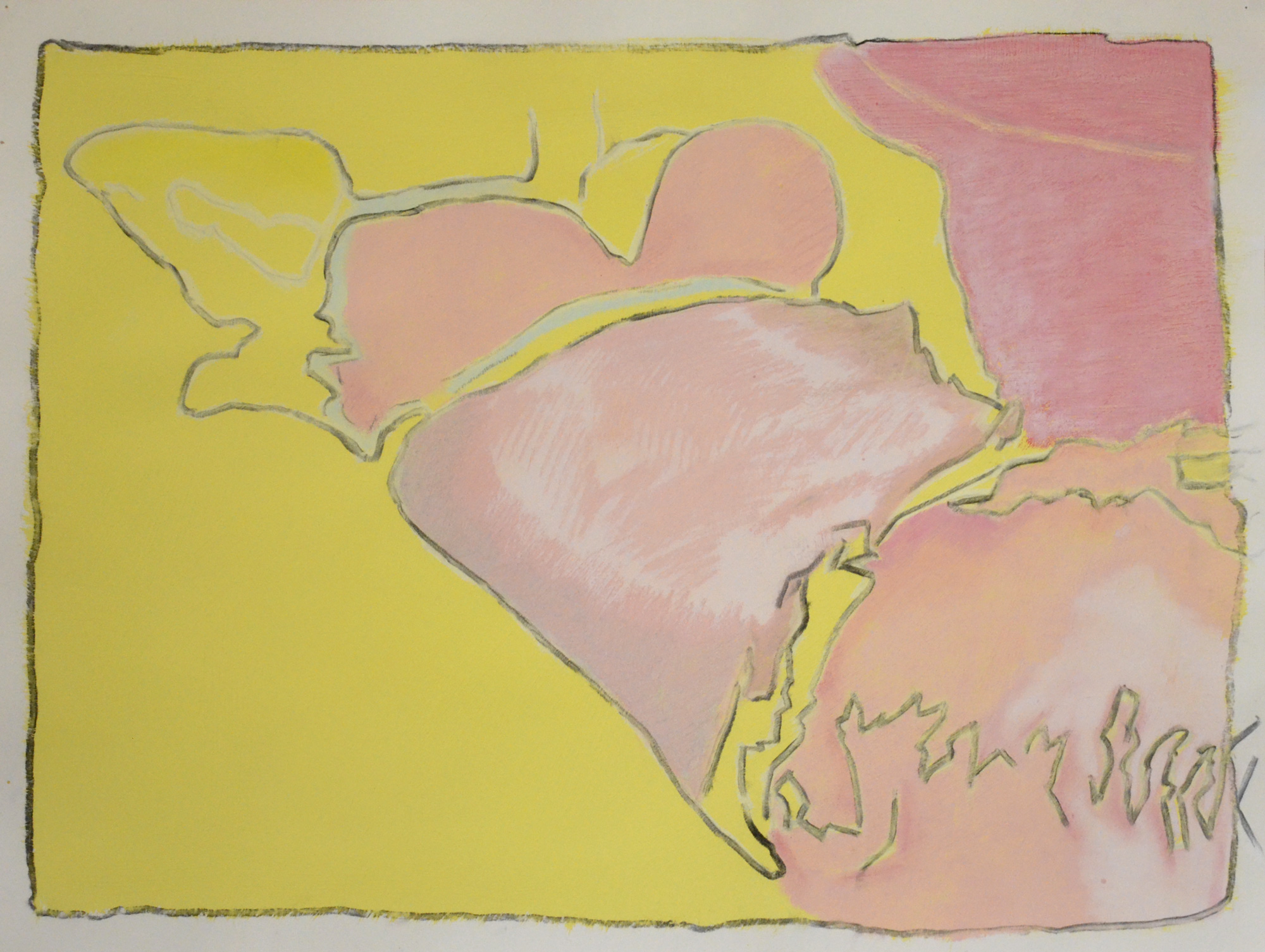 <strong><em>Occupe la place</em></strong>, 2014<br>Dessin sur papier, gouache, pastel, fusain, craie, 59 x 75 cm
