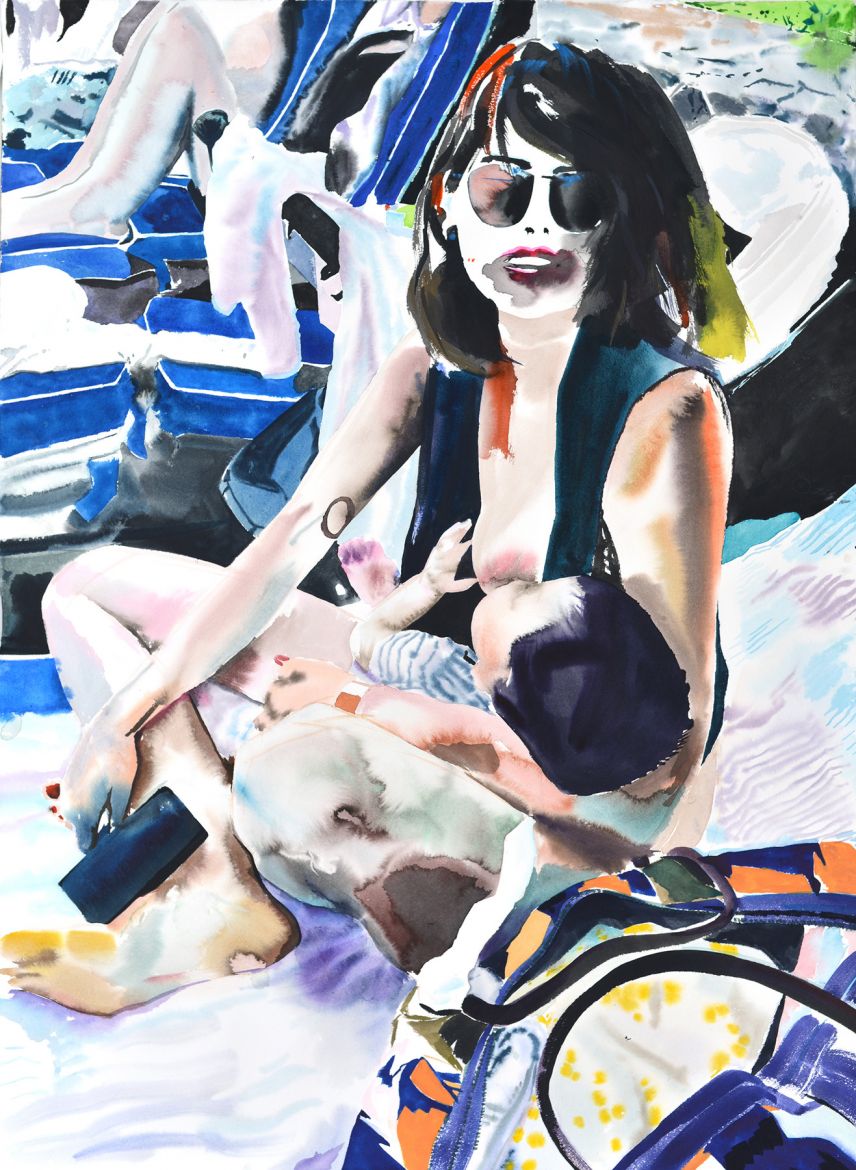 <strong><em>Olivia Wilde</em></strong>, 2018<br>Aquarelle sur papier, 107 x 78 cm